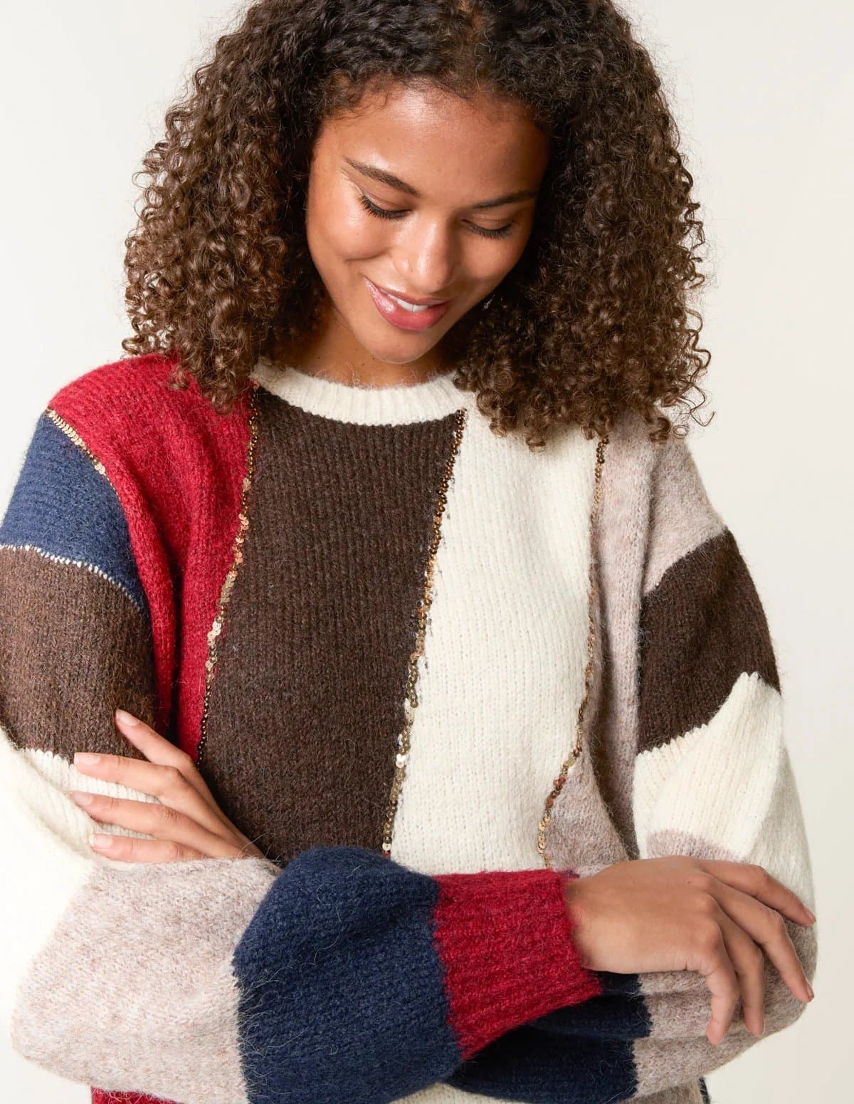 Blue Vanilla Stripe Sequin Detail Jumper