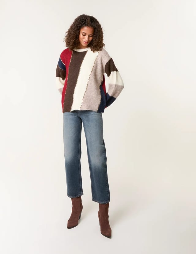 Blue Vanilla Stripe Sequin Detail Jumper - 2