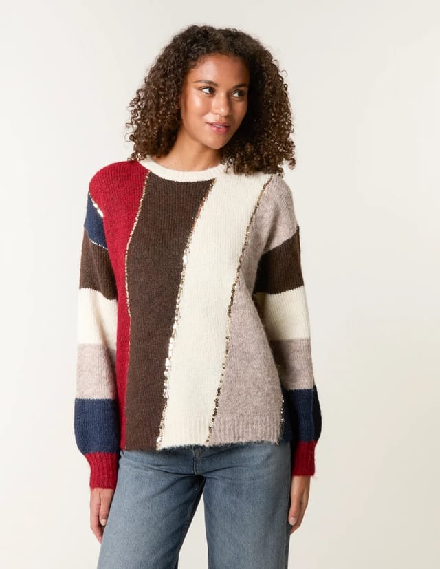 Blue Vanilla Stripe Sequin Detail Jumper - 3