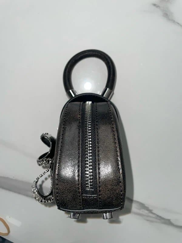 Self-Portrait Self-Portrait Brown Stress Leather Cutch Evening Bag Small