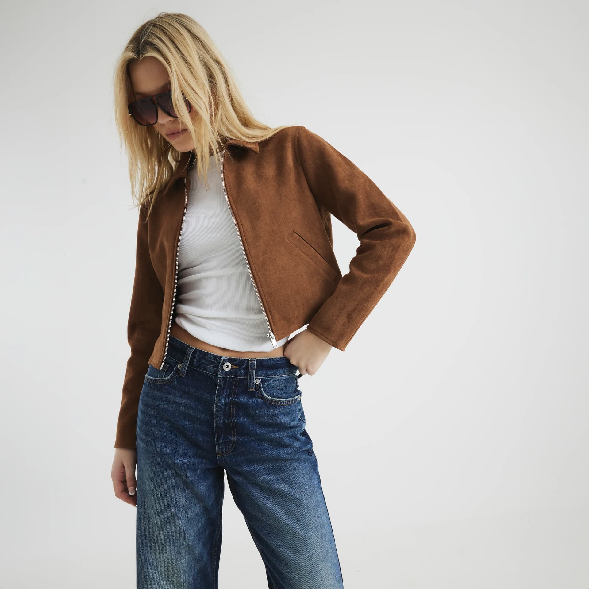 River Island River Island Womens Brown Faux Suede Short Jacket