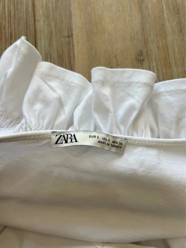 Zara 🤍 Zara White Shirred Peplum Cami Top Size S Cotton Summer Holiday Boho
