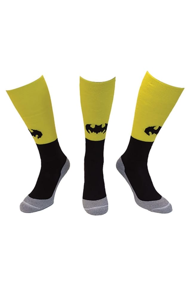 Hingly Hingly Men's 1 Pack Knee High Fun Patterned Hockey Socks - Batman in Black - 3