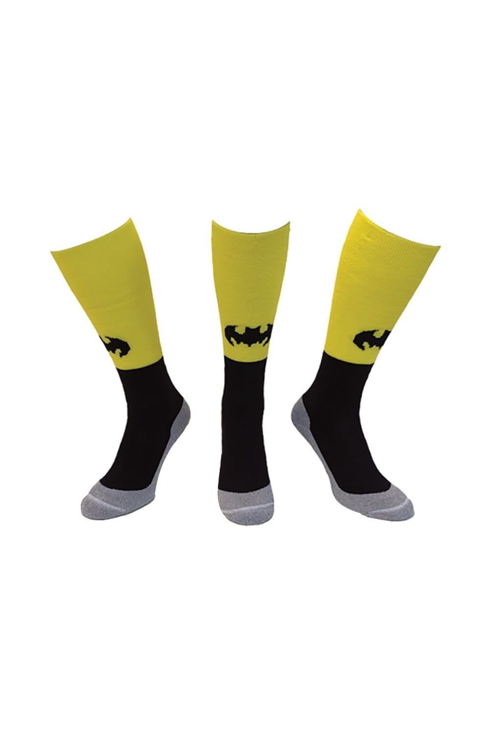 Hingly Hingly Men's 1 Pack Knee High Fun Patterned Hockey Socks - Batman in Black - 4