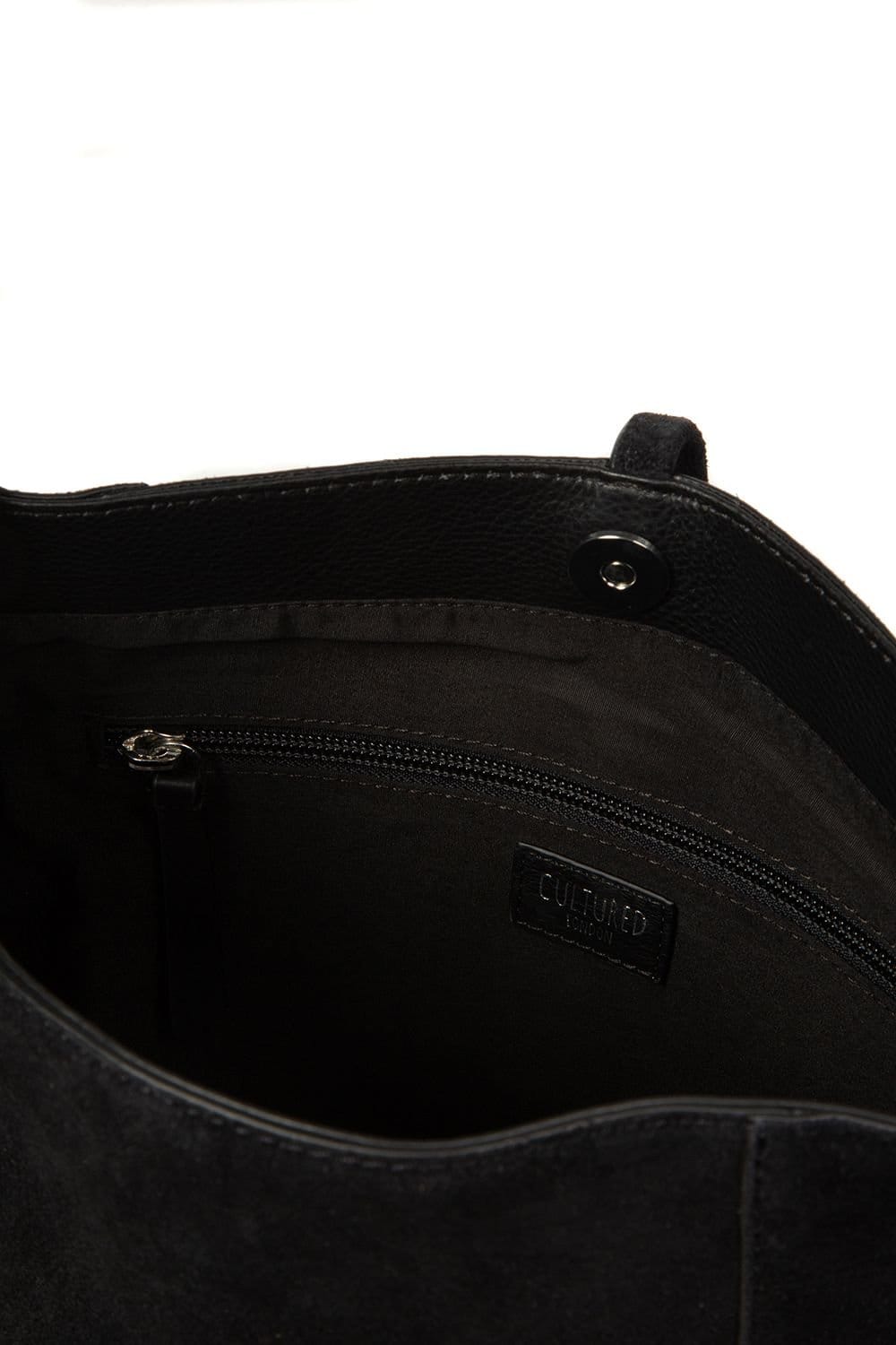 Cultured London Cultured London Women's 'Anitta' Suede Shoulder Bag in Black - 4