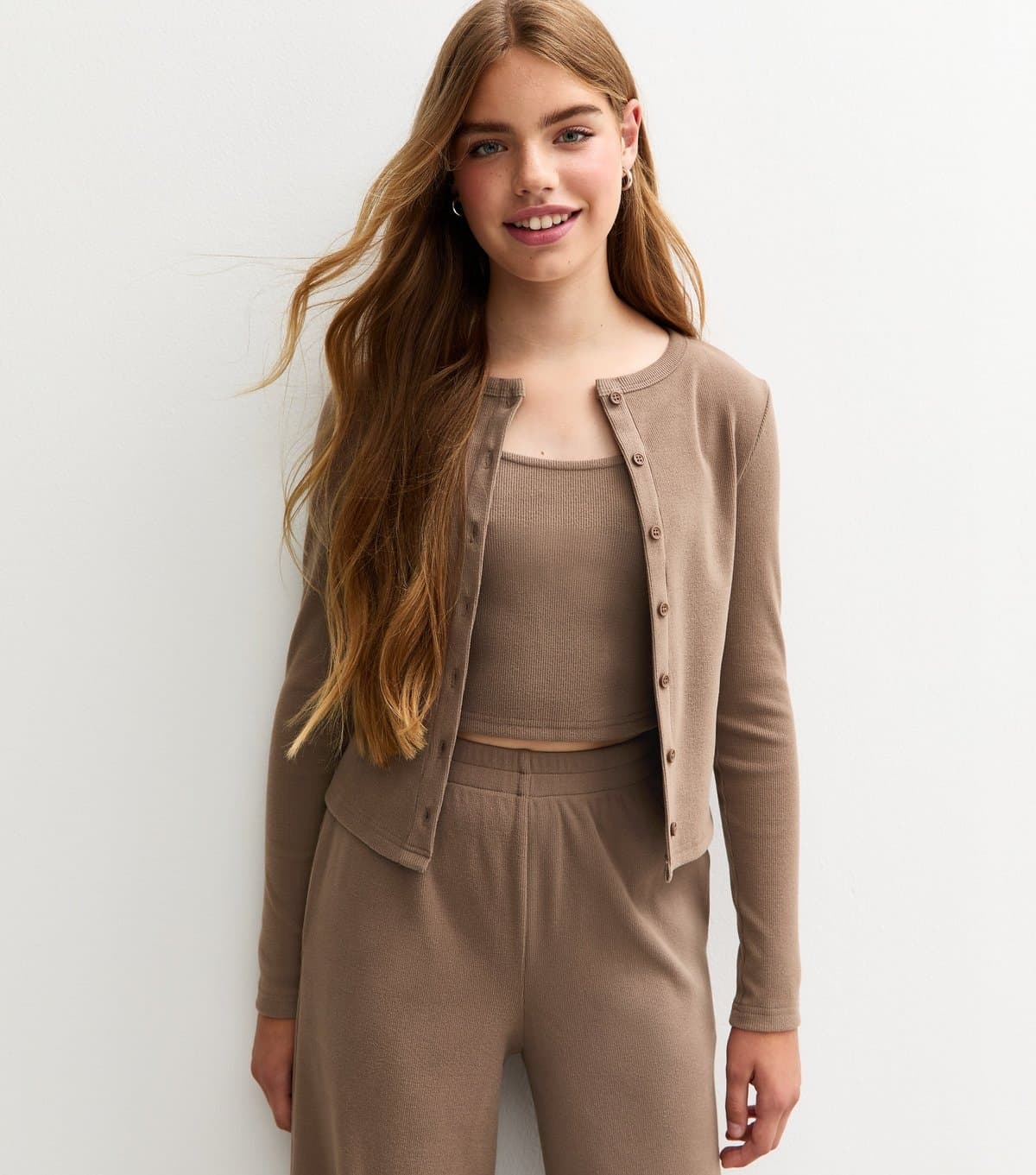 New Look Girls' Stone Tank Top and Cardigan Set New Look