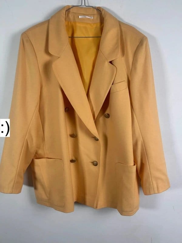 Jean Arnou Vintage blazer jacket 20 retro style lemon gold yellow buttons jean arnou double breasted - 1