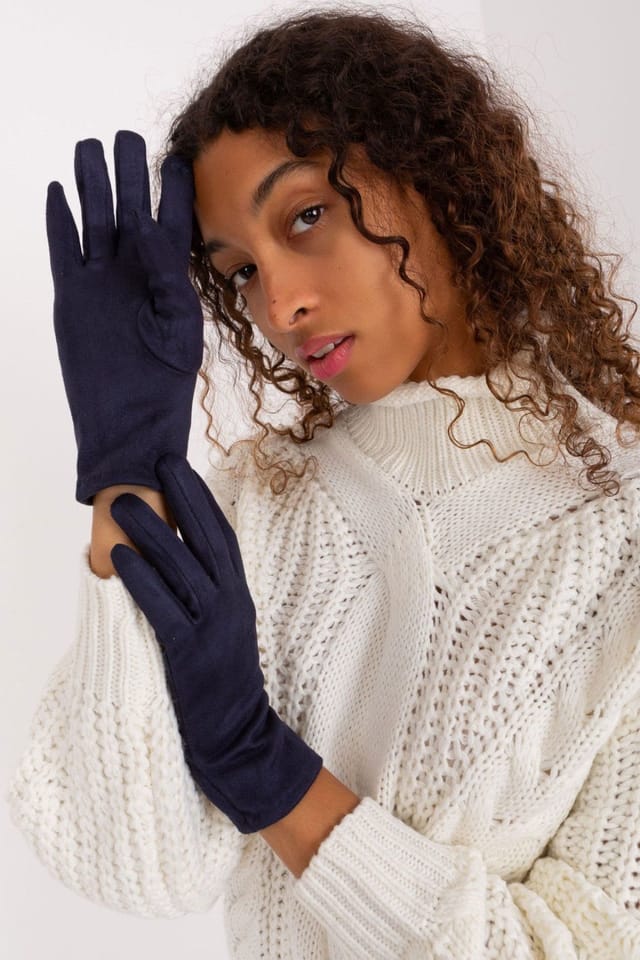 Love Lace Love Lace Women's Insulated Touchscreen Gloves with Embroidered Flower Finger in Blue - 2