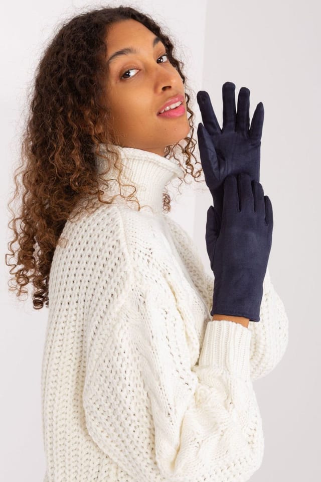 Love Lace Love Lace Women's Insulated Touchscreen Gloves with Embroidered Flower Finger in Blue - 3
