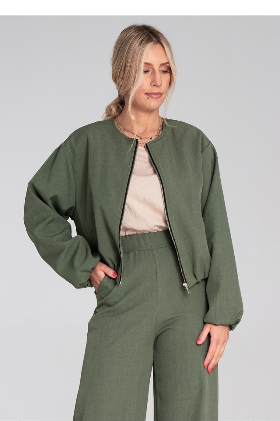 Love Lace Love Lace Green Zip-Up Jacket with Pockets