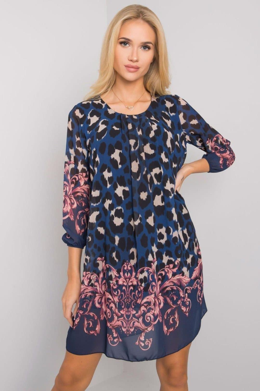 Love Lace Love Lace Women's Loose Fit Lined 3/4 Dress in Blue
