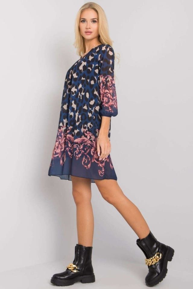 Love Lace Love Lace Women's Loose Fit Lined 3/4 Dress in Blue - 3