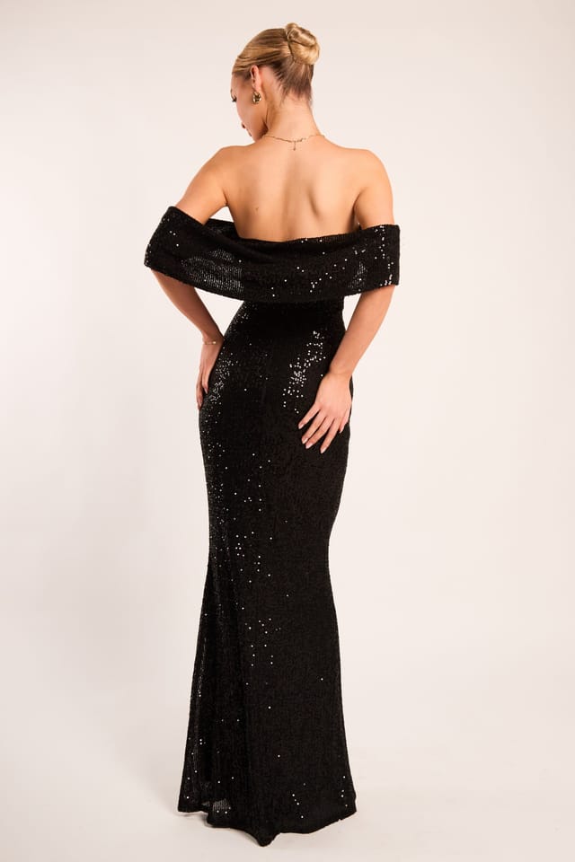 Jaded Rose Jaded Rose Women's Naiara Black Sequin Sweetheart Shawl Detail Maxi Dress - 2