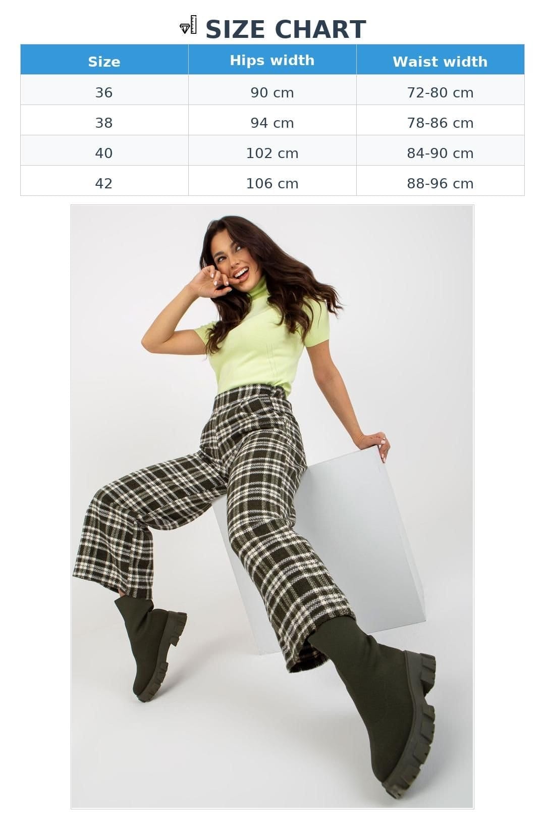 Love Lace Love Lace Women's Checkered Fabric Slip Pocket Trousers in Green - 4