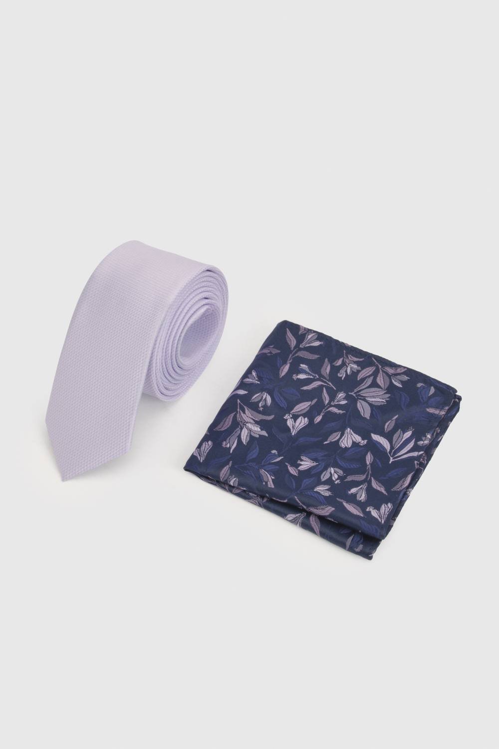 Burton Burton Men's Purple Tie & Floral Pocket Square - 2