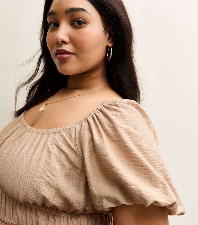 New Look Women's Plus Size Camel Milkmaid Midi Dress Curves New Look - 2
