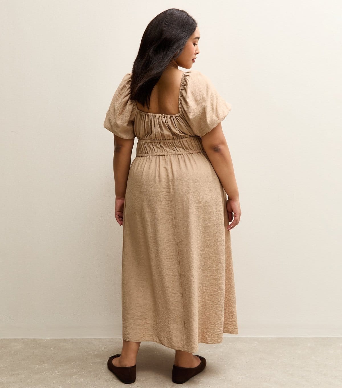 New Look Women's Plus Size Camel Milkmaid Midi Dress Curves New Look - 4