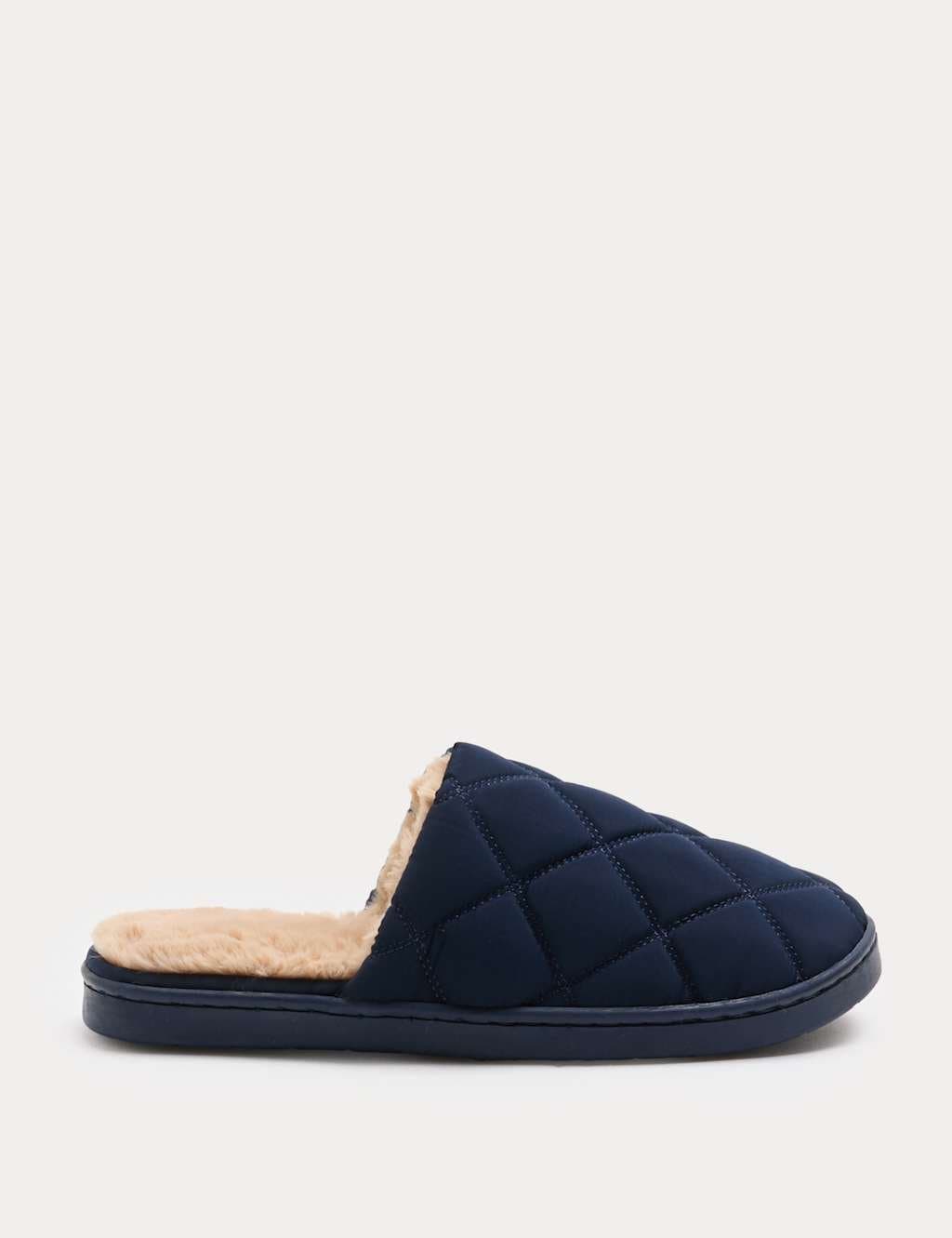 Marks & Spencer M&S Quilted Mule Slippers with Secret Support Navy