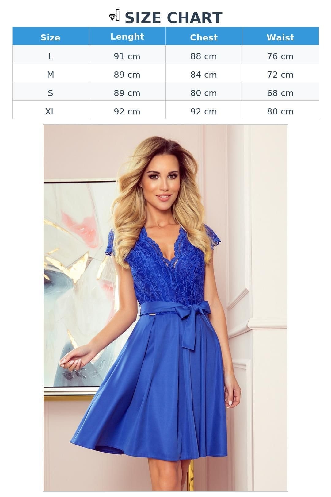 Love Lace Love Lace Women's Cornflower Blue Lace Ruffle Evening Dress - 4
