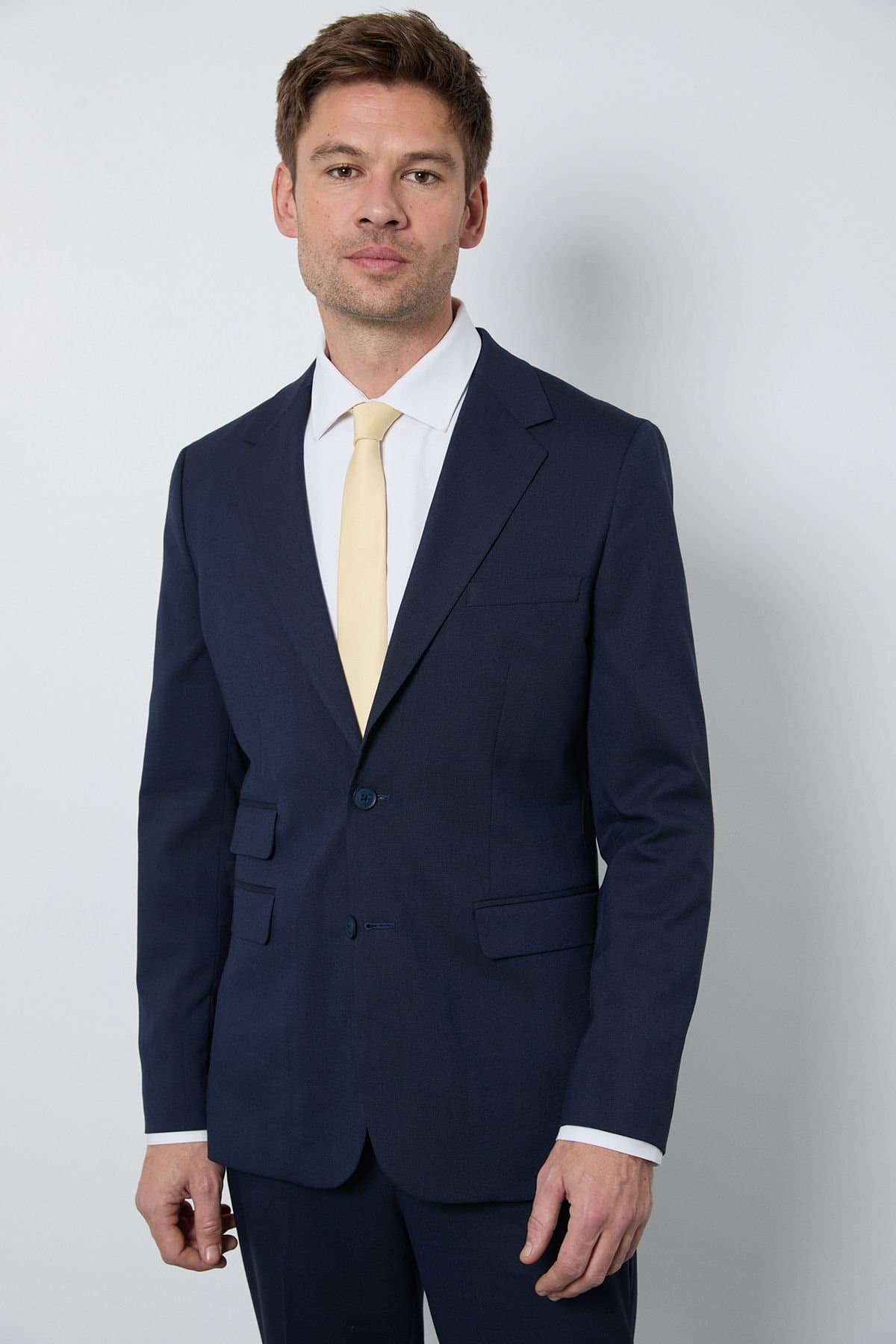 Burton Burton Men's Navy Textured Slim Fit Suit Jacket