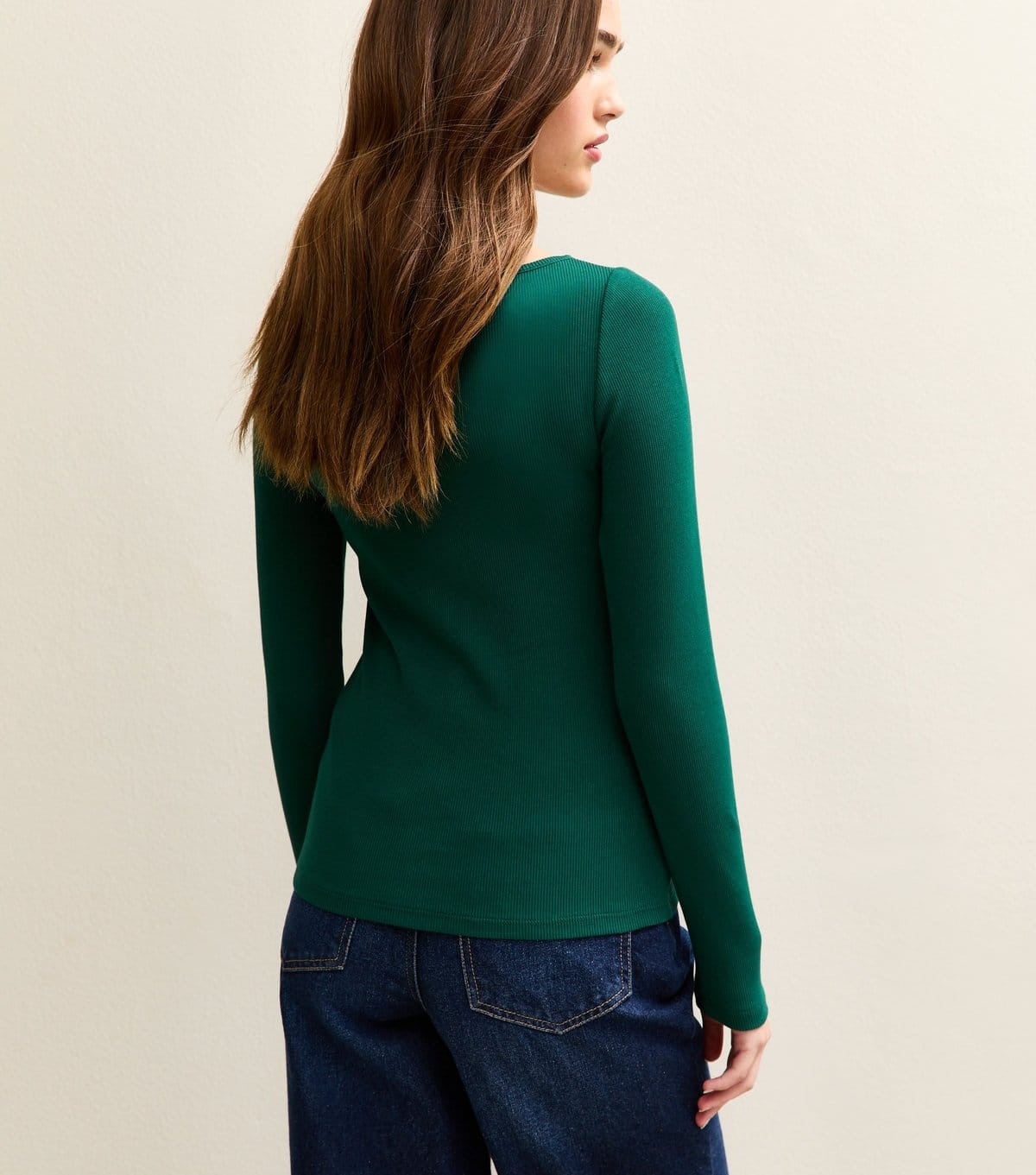 New Look Women's Dark Green Rib Button Up Long Sleeve Top New Look - 4
