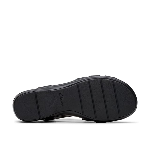 Clarks Clarks Women's Tuleah Cross Black Leather Heeled Sandals - 3
