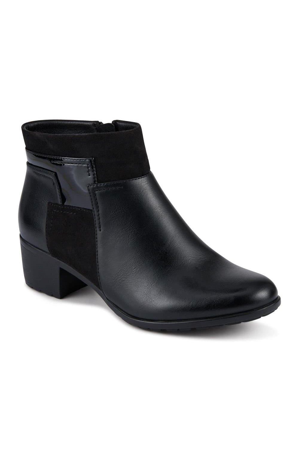 Pavers Pavers Women's Block Heel Ankle Boots With Inside Zip in Black