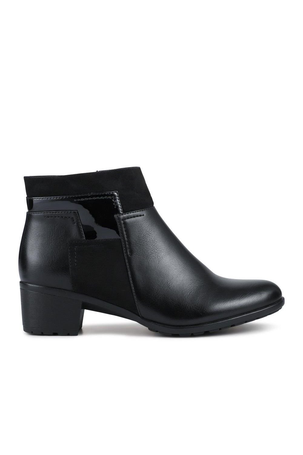 Pavers Pavers Women's Block Heel Ankle Boots With Inside Zip in Black - 2