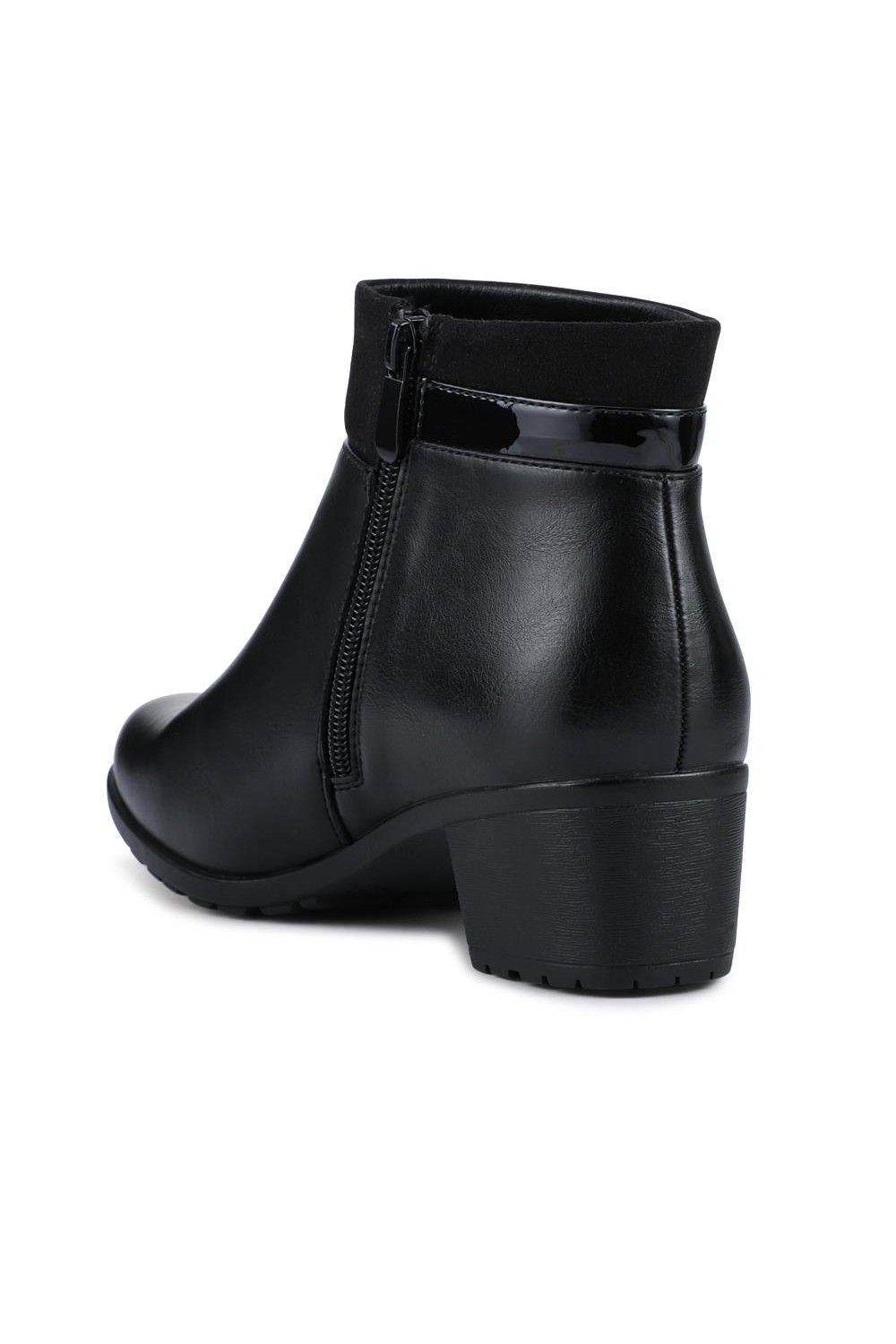 Pavers Pavers Women's Block Heel Ankle Boots With Inside Zip in Black - 3