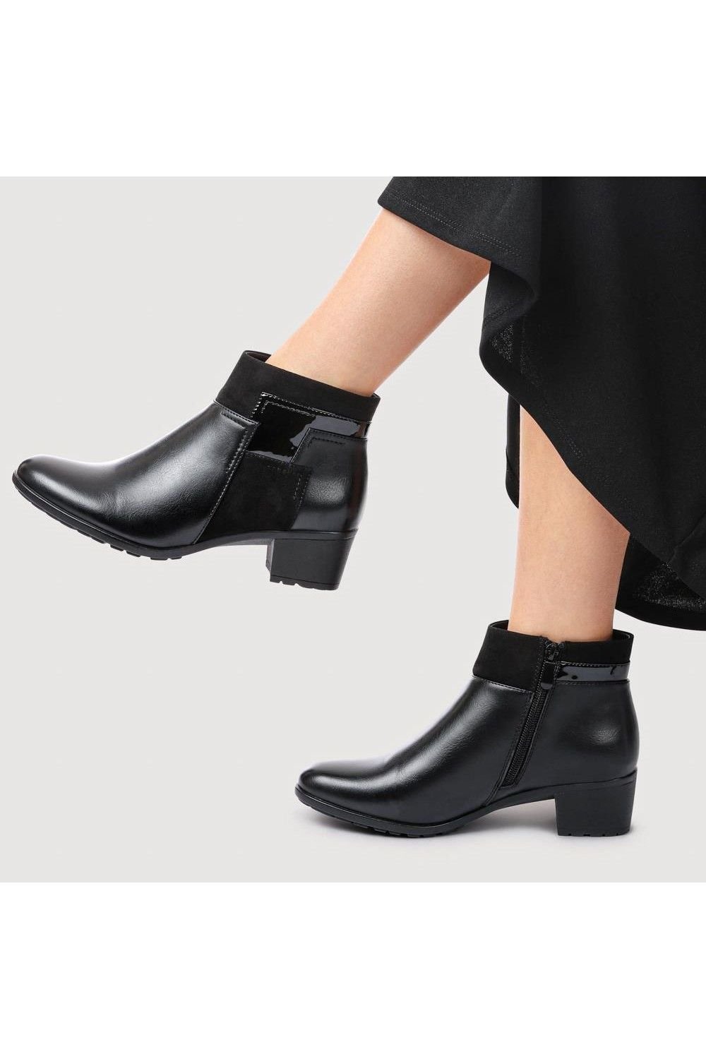 Pavers Pavers Women's Block Heel Ankle Boots With Inside Zip in Black - 4