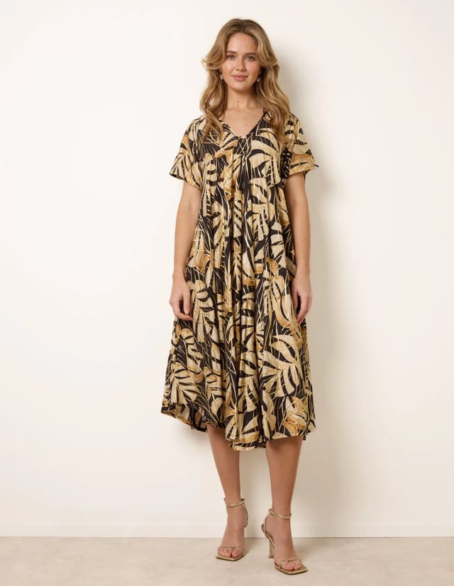 Blue Vanilla Topical Print Kimono Style Oversized Dress - 3