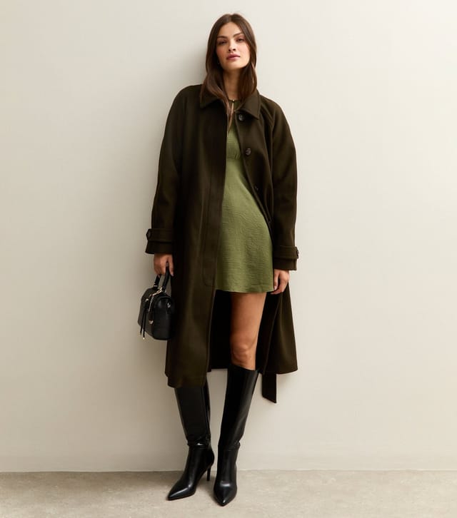 New Look Women's Tall Light Khaki Keyhole Long Sleeve Mini Dress New Look - 2
