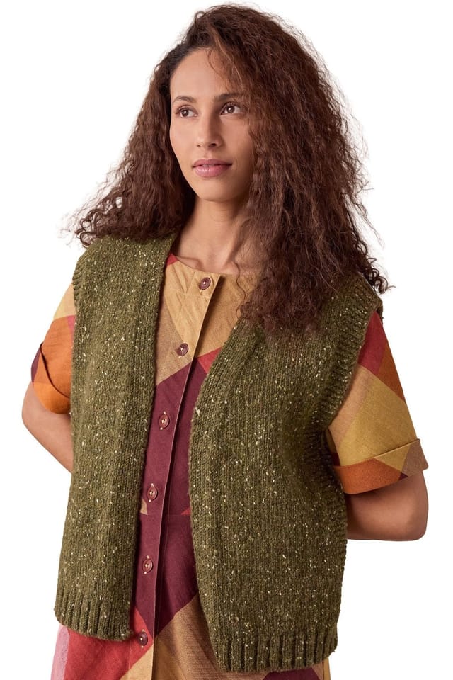 Celtic & Co Celtic & Co Women's Donegal Boxy Fit Vest in Dark Olive - 3