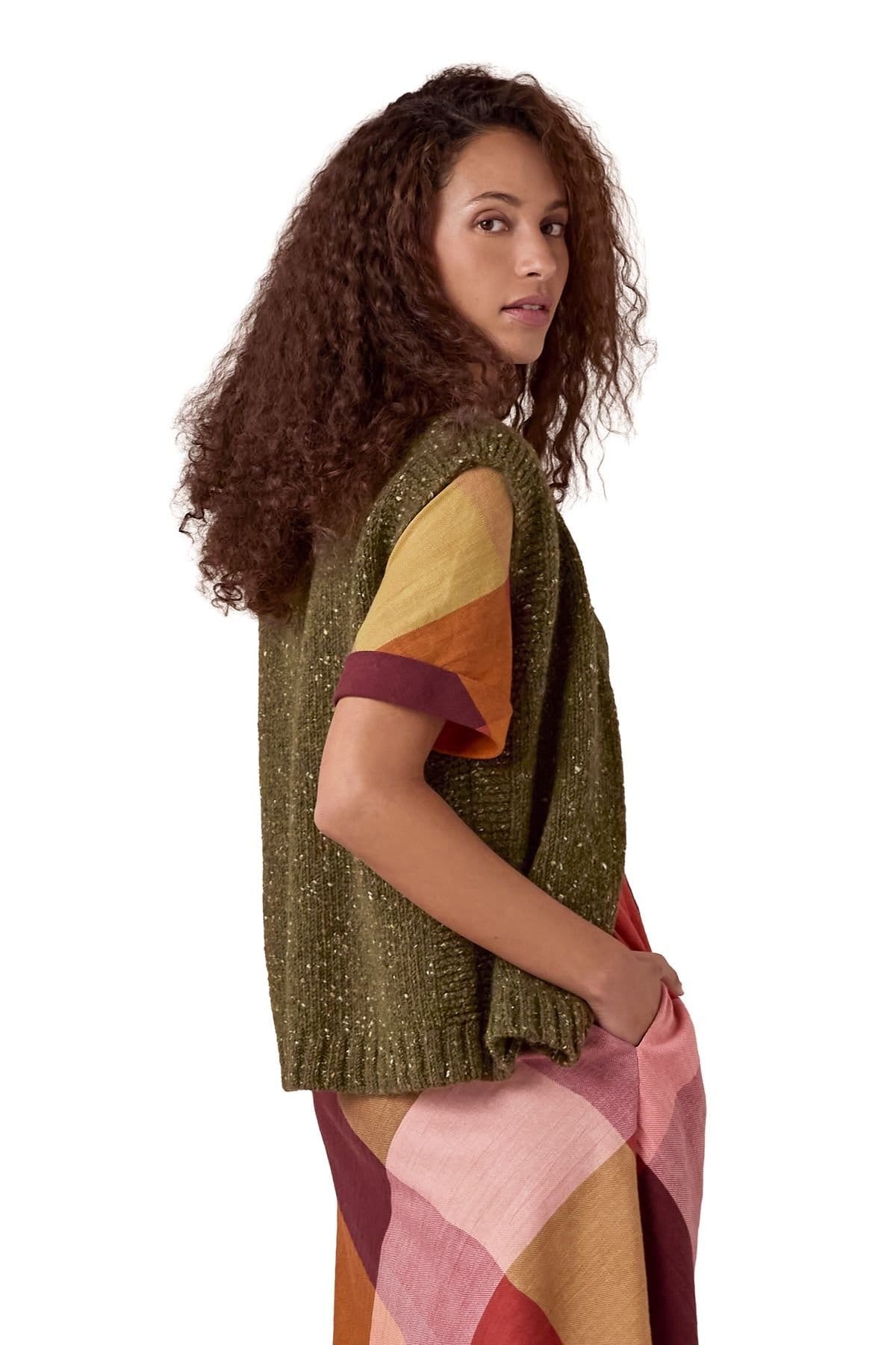 Celtic & Co Celtic & Co Women's Donegal Boxy Fit Vest in Dark Olive - 4