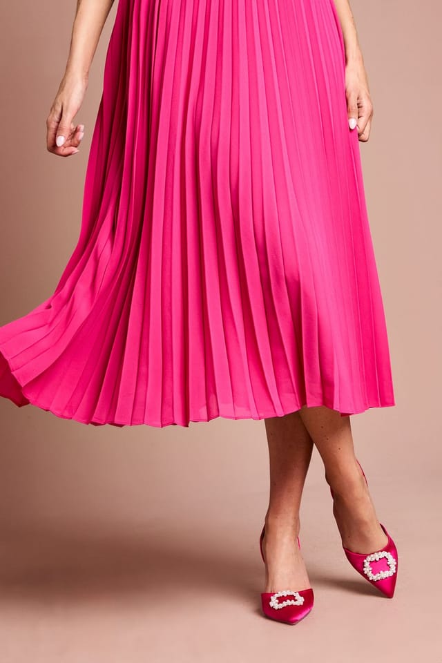 Coast Coast Women's Selene Satin Pearl Trim Slingback High Heel Court Shoes in Magenta - 2