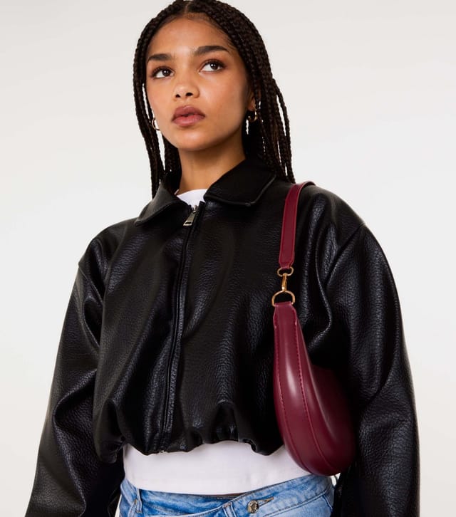 Pink Vanilla Women's Black Faux Leather Puffball Jacket Pink Vanilla New Look - 3