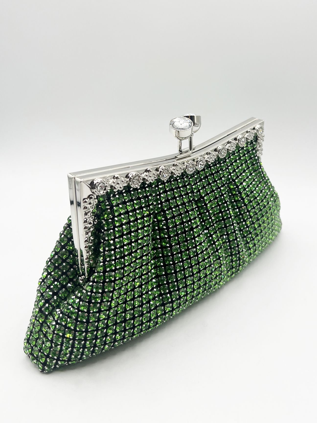 SVNX SVNX Women's Green Crystal Clutch Bag - 3