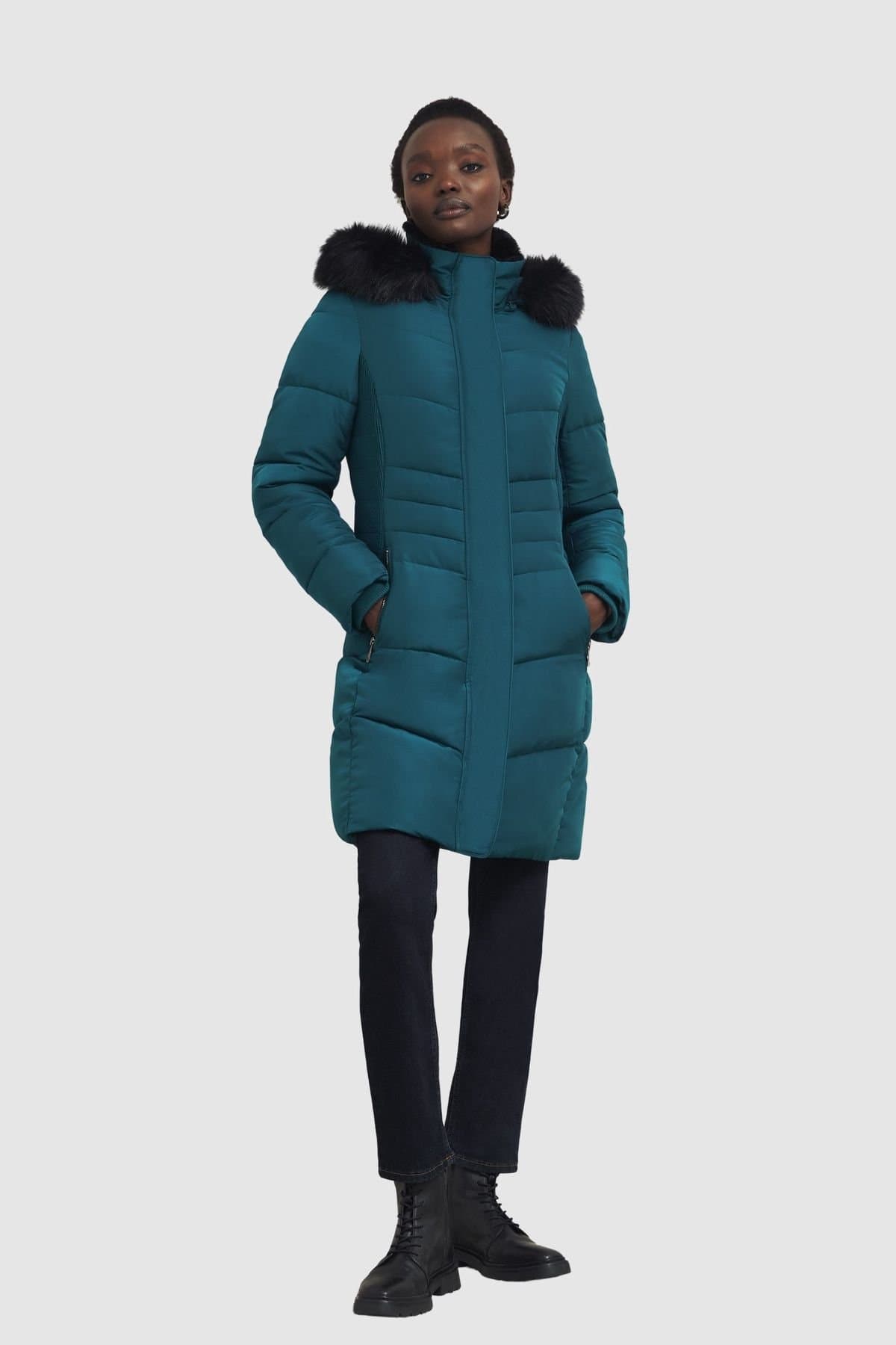 Hobbs London Hobbs London Women's Jaymie Hooded Puffer Coat in Teal
