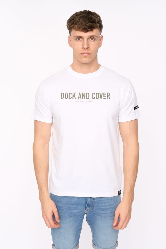 Duck&Cover Duck&Cover Men's Walpole Premium T-Shirt with Flocked Chest Print in White - 3