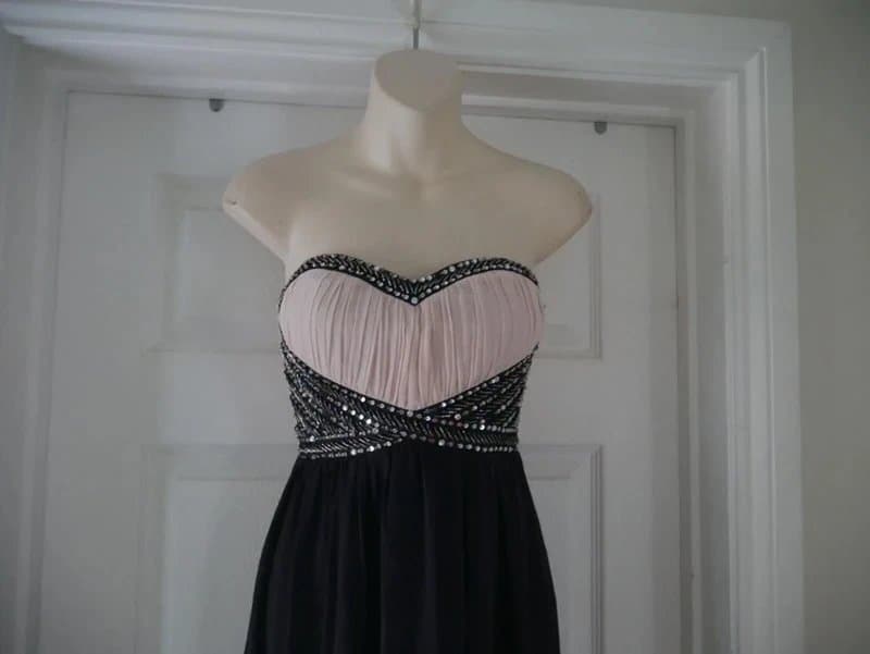 New Look New Look Ball Gown Strapless Evening Party Dress Size 8 Navy Bead Sequin Prom