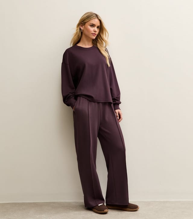 New Look Women's Petite Premium Dark Purple  Wide Leg Joggers New Look - 3
