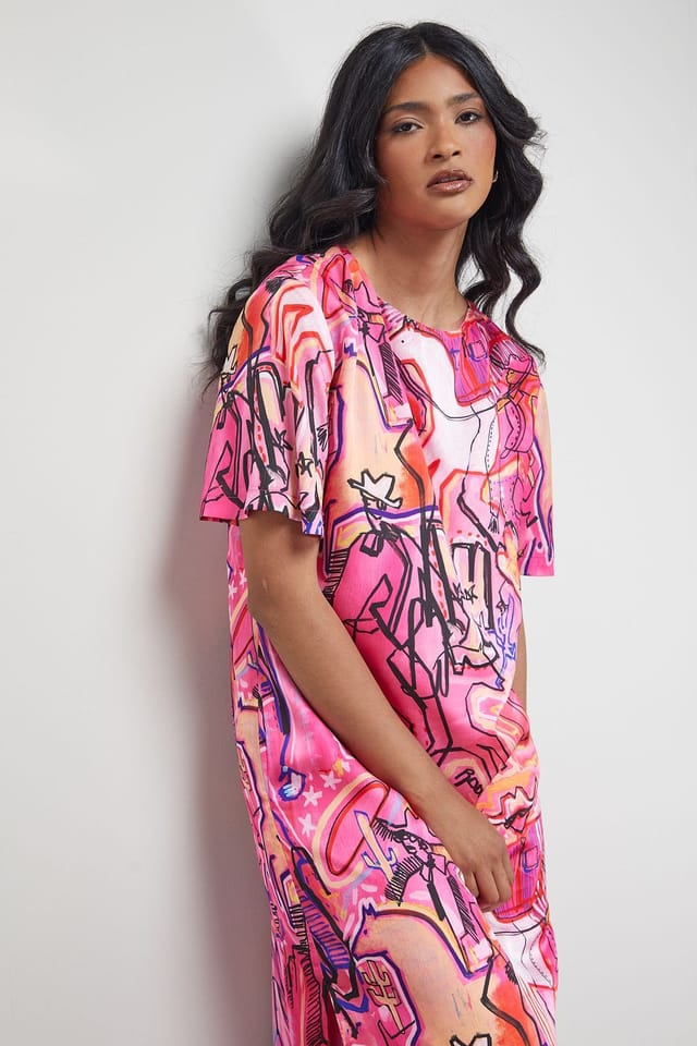 Warehouse Warehouse Women's Tony Satin Oversized T-Shirt Midi Dress - 3