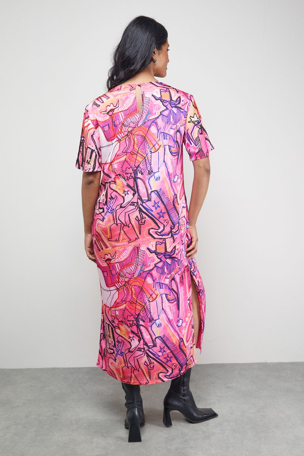 Warehouse Warehouse Women's Tony Satin Oversized T-Shirt Midi Dress - 4