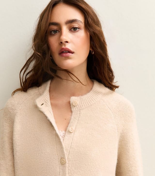 New Look Women's Cream Double Pocket Textured Knit Cardigan New Look - 3