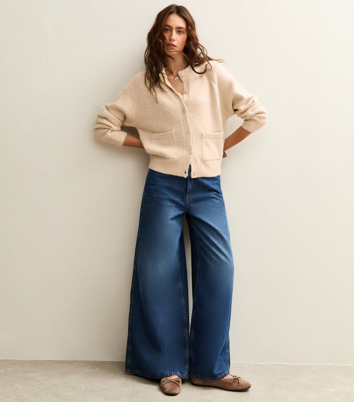 New Look Women's Cream Double Pocket Textured Knit Cardigan New Look - 4