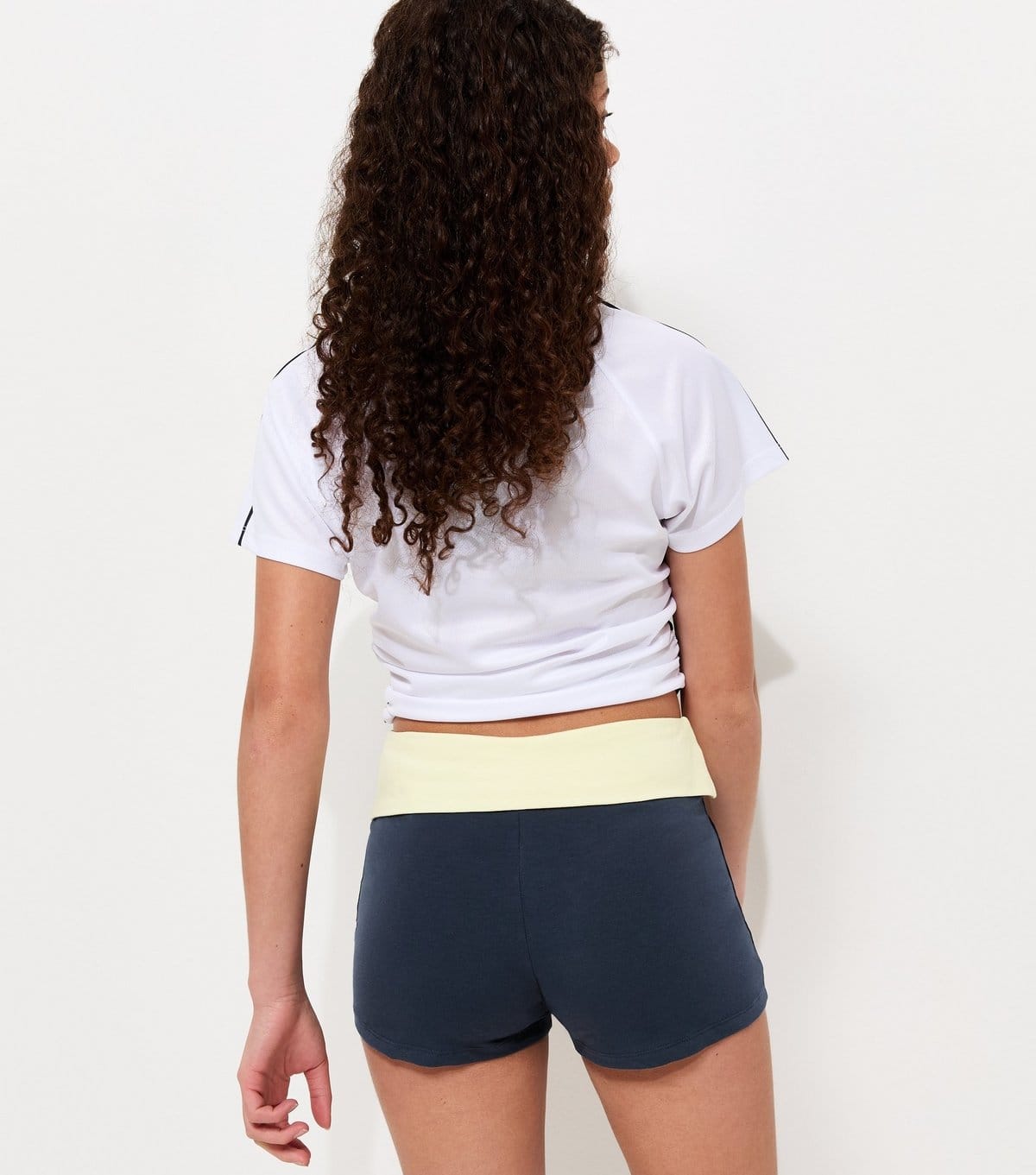 New Look Girls' Blue Cotton Rich Folded Waistband Colour Block Shorts New Look - 4