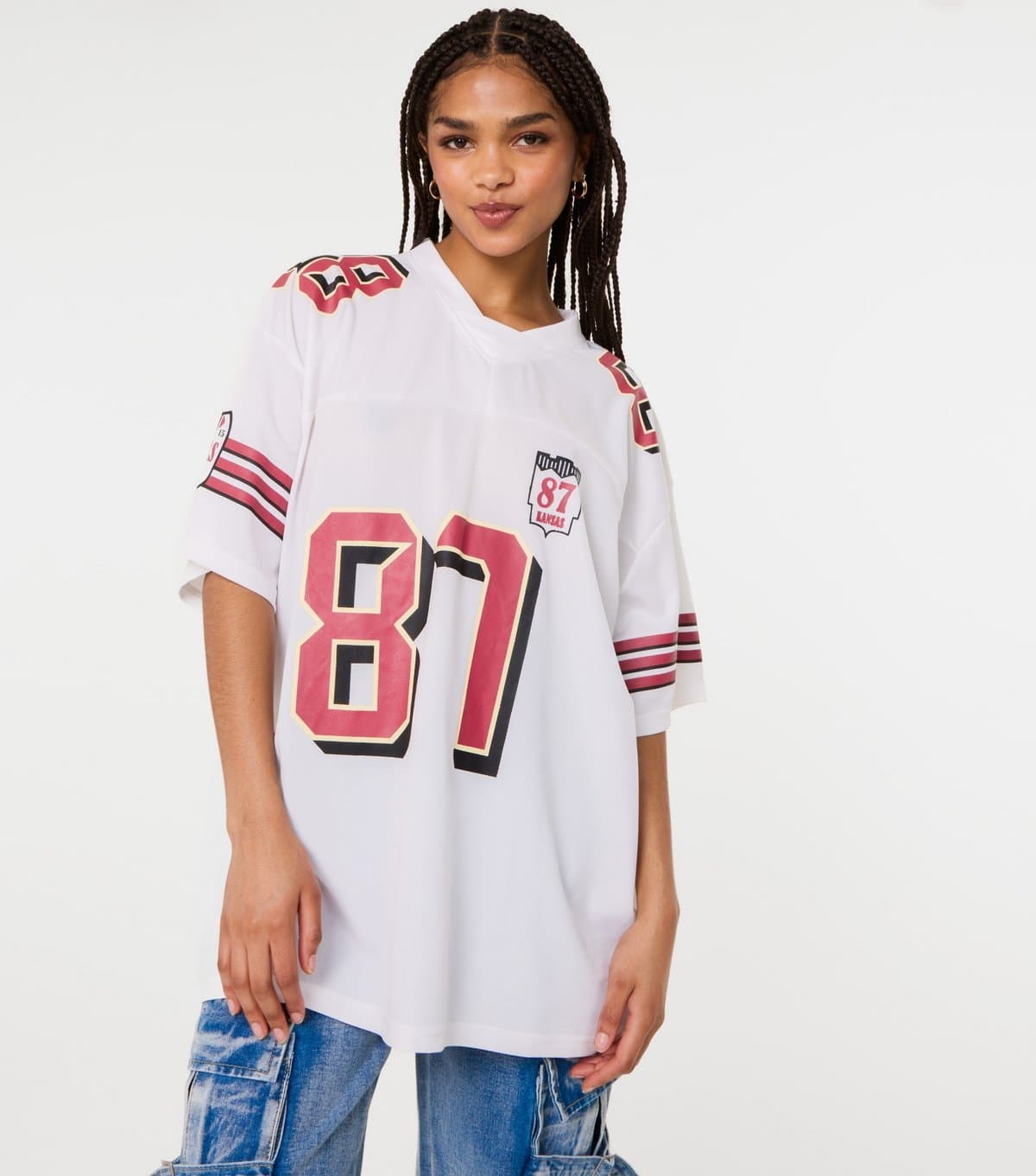 Pink Vanilla Women's White 87 Print Top Pink Vanilla New Look