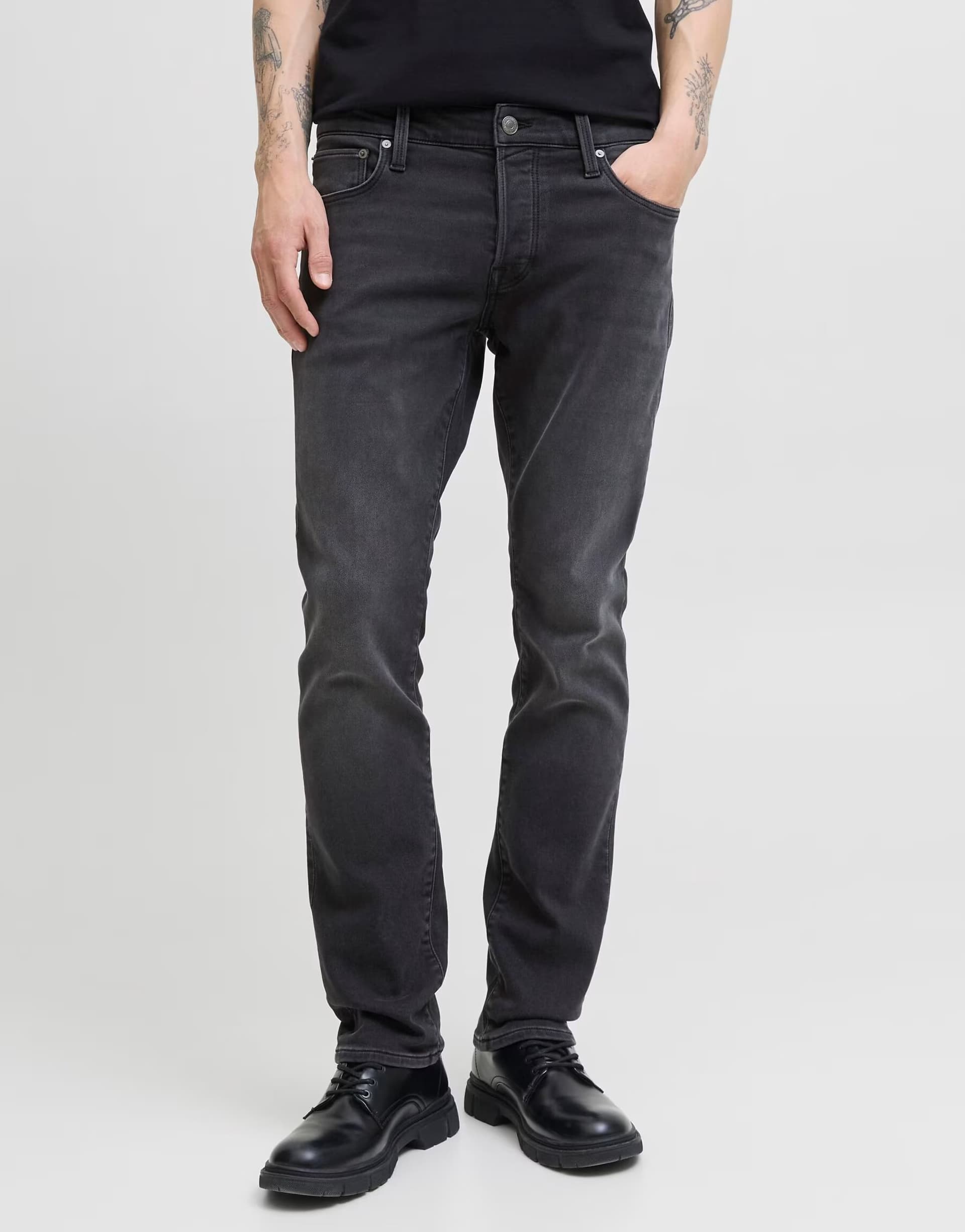 ASOS Jack & Jones Black Denim Tapered Fit Jeans