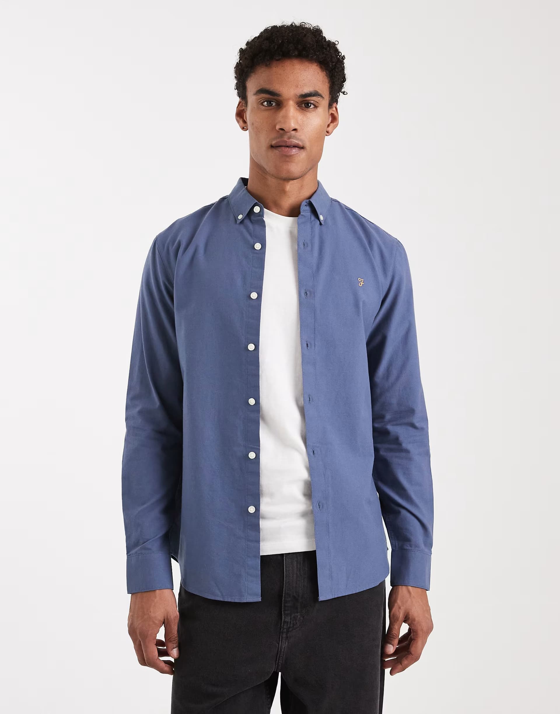 ASOS Farah brewer longsleeve shirt in blue