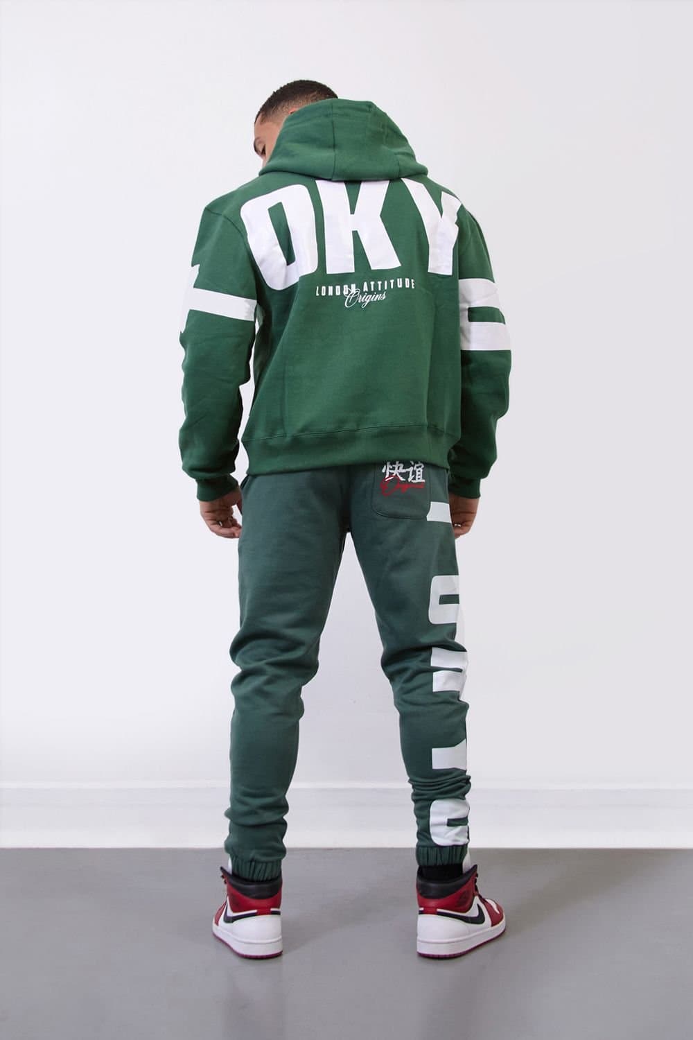 LONDON ATTITUDE LONDON ATTITUDE Men's Green Relax Fit Streetwear Hoodie-Tokyo Edition
